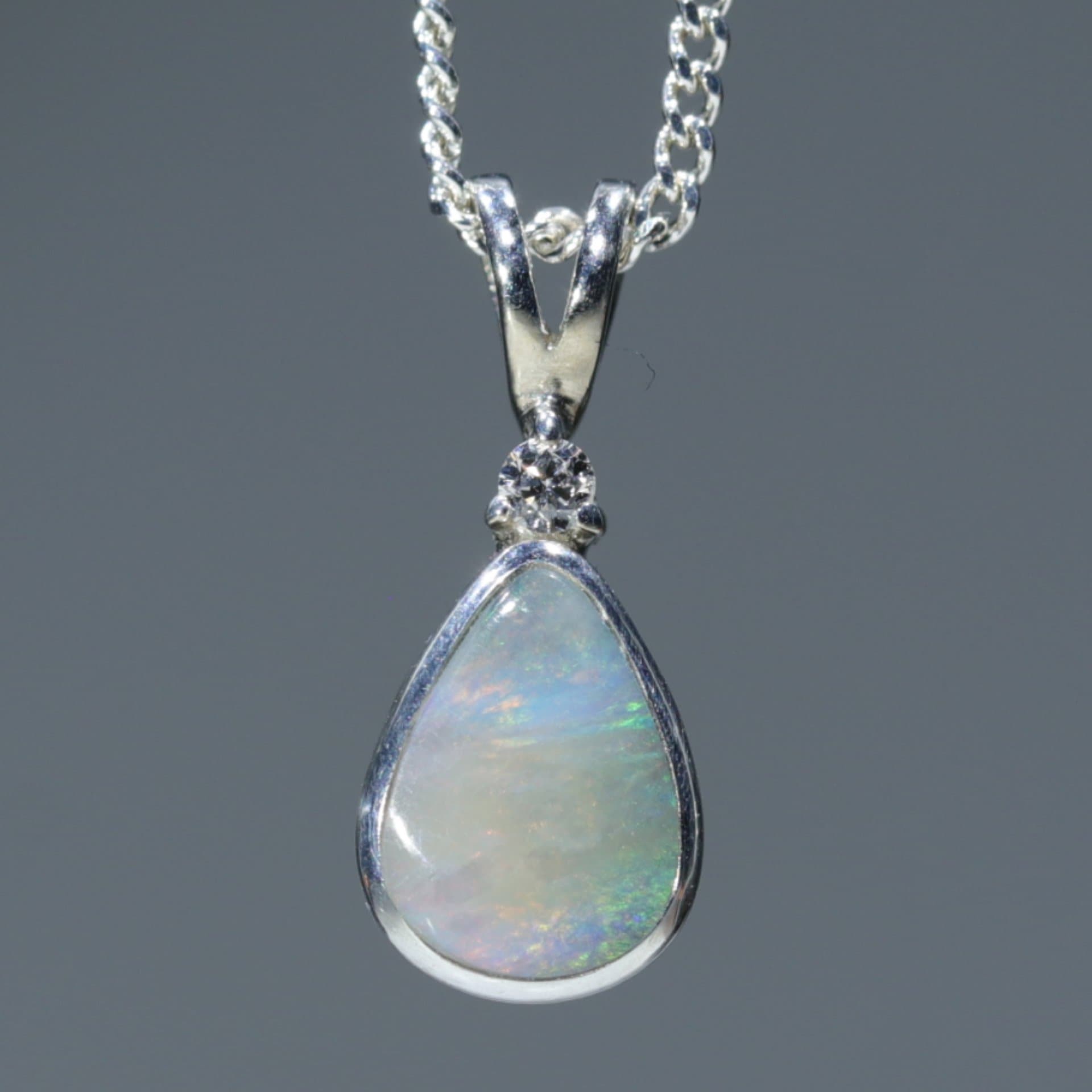 Natural Australian Boulder Opal Pendant- Silver