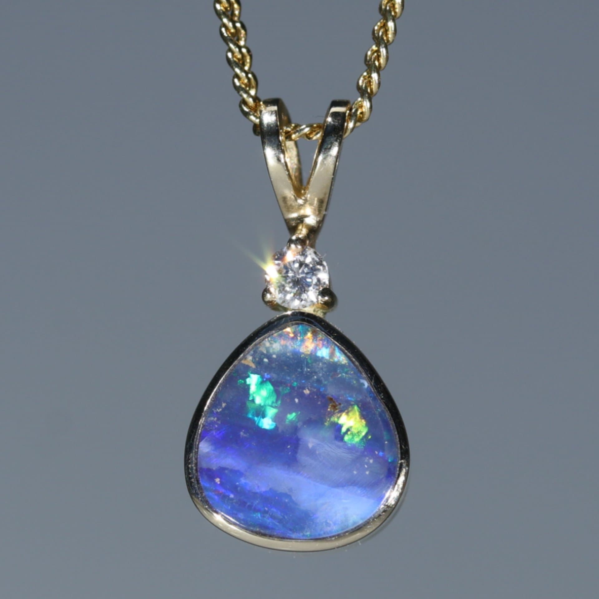 Australian Opal Pendant and Diamond 18k Gold