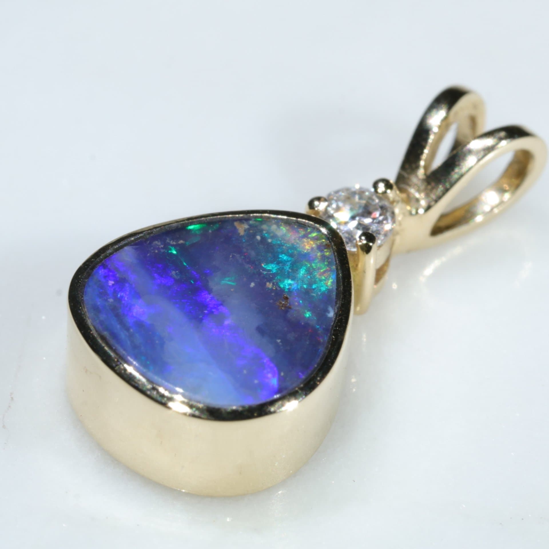 Australian Opal Pendant and Diamond 18k Gold