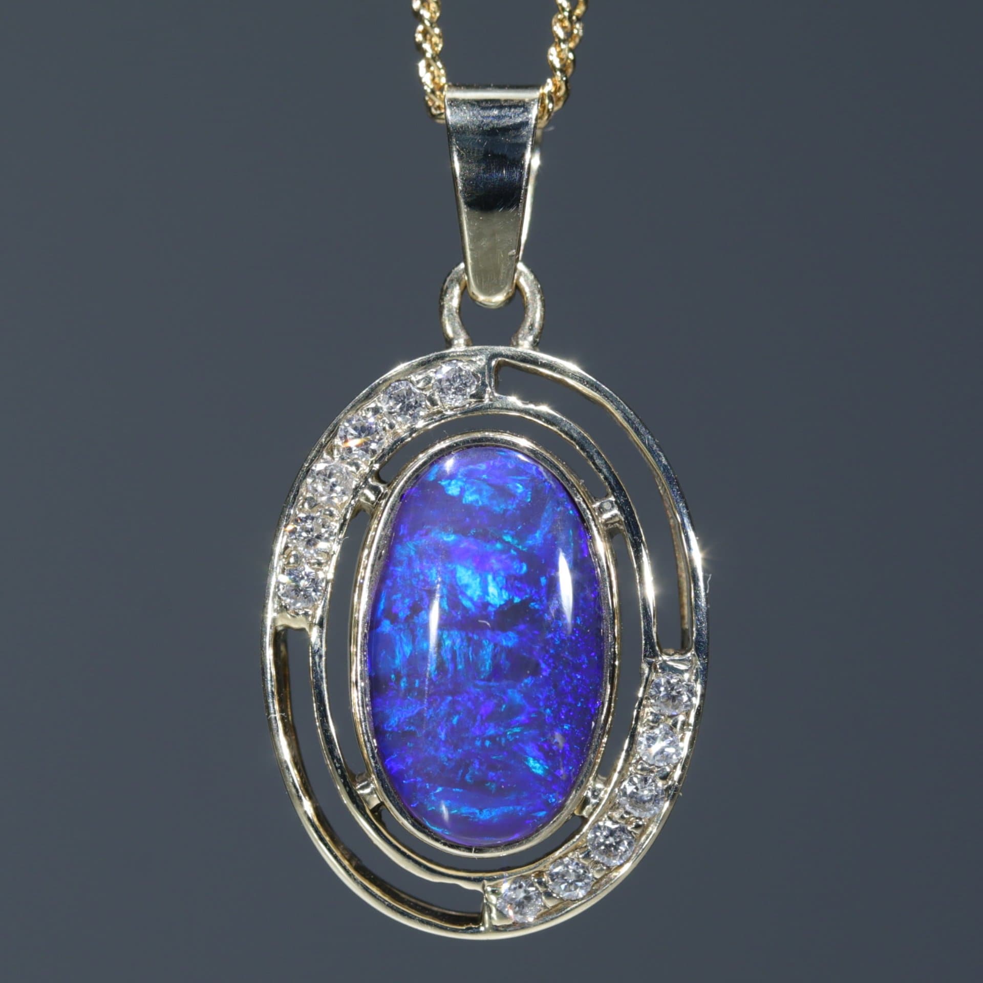 Australian Black Opal Pendant and Diamonds
