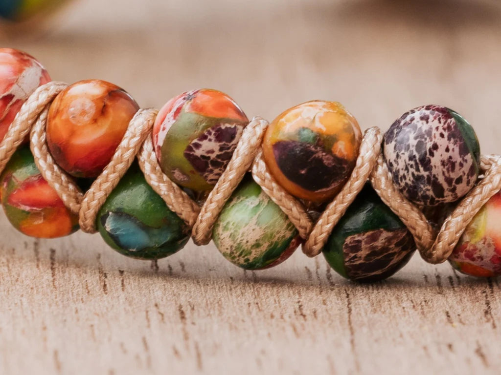 Rainbow Heart Jasper Stone Bracelet