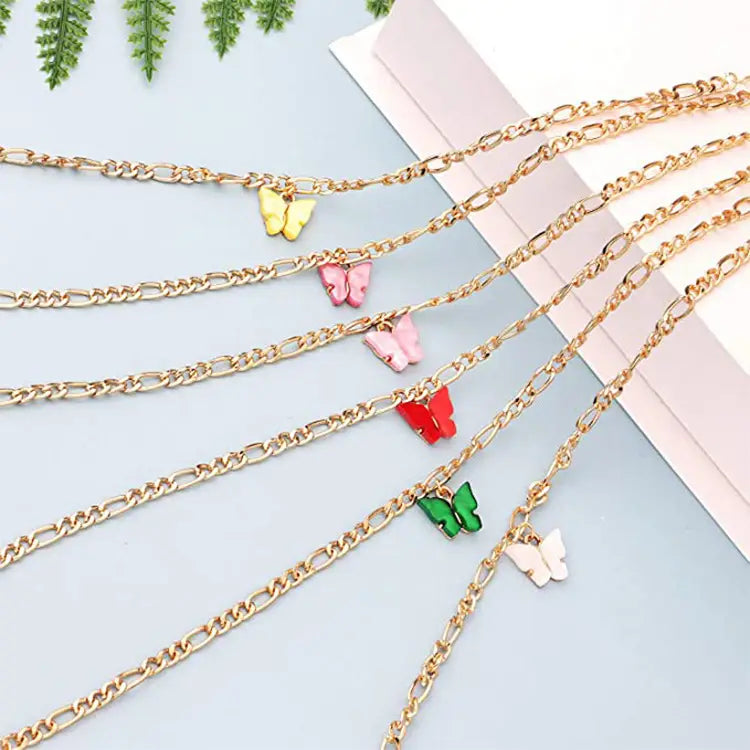 Simple Color Acrylic Butterfly Anklet