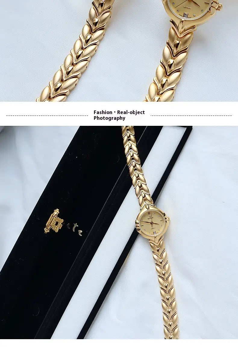 Retro Minority Round Senior Placer Gold Bracelet Women’s All-match Small Watch