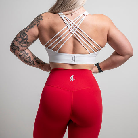 red designer leggings