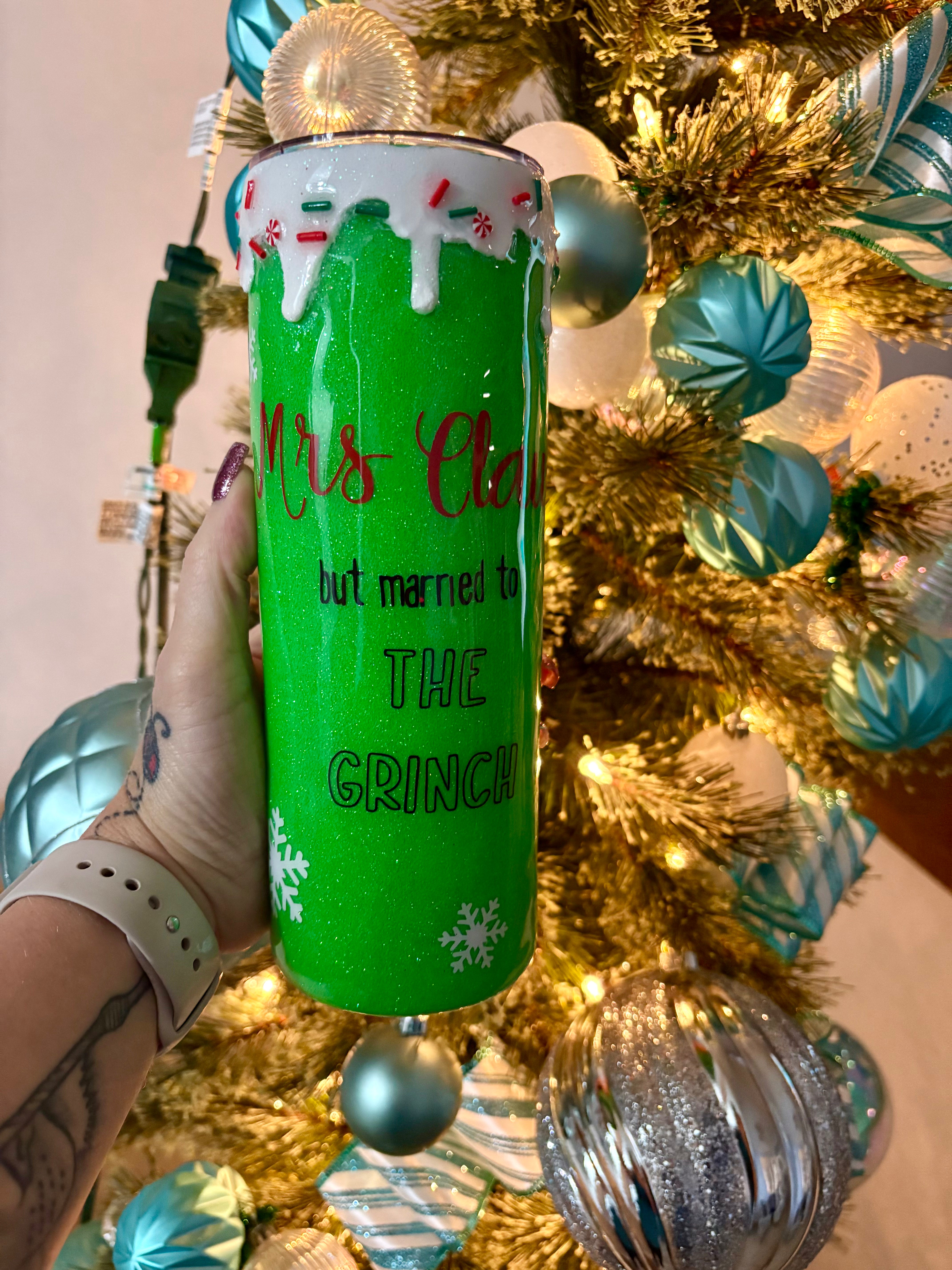 Mrs Claus glitter Tumbler