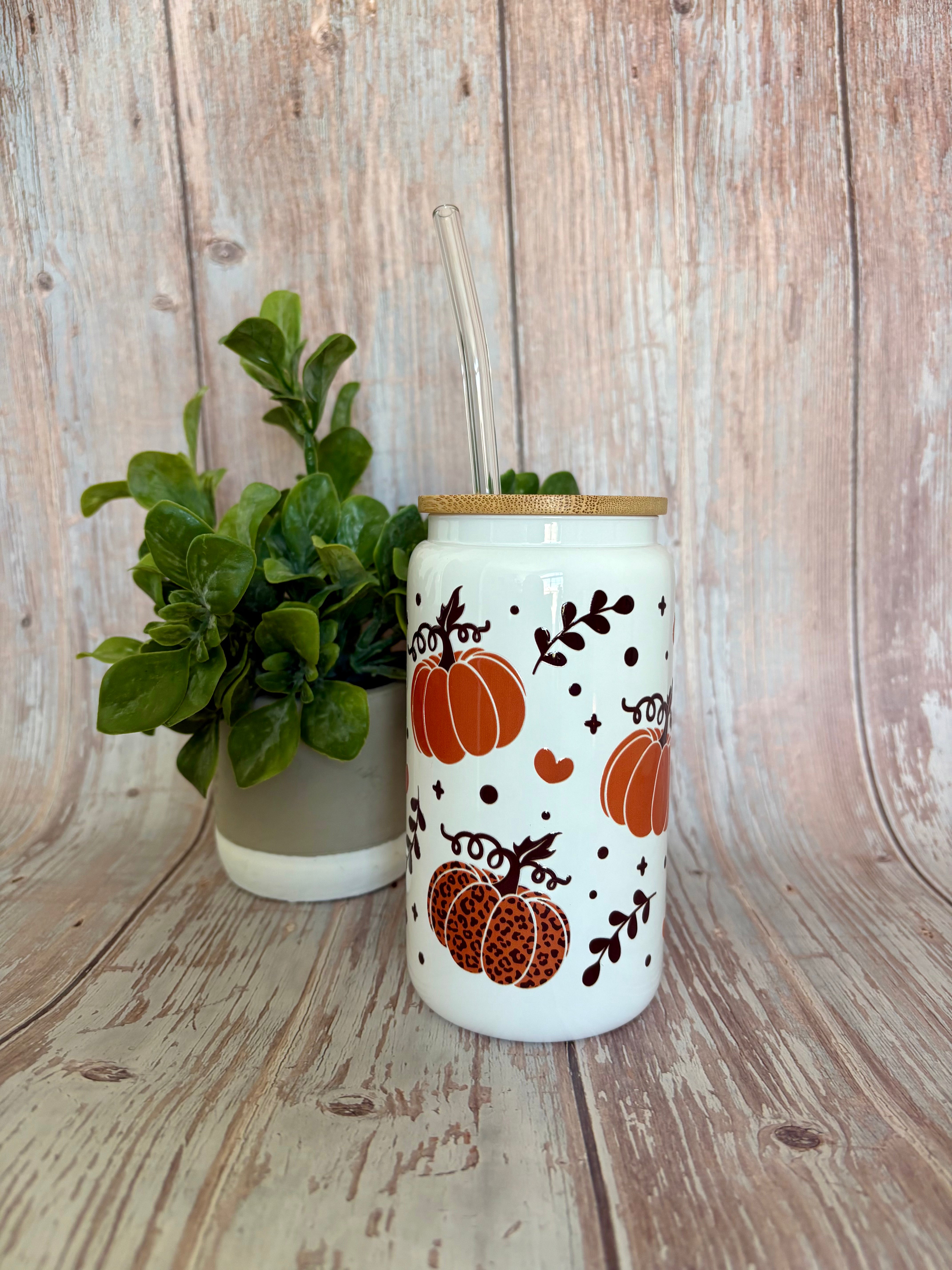 Fall pumpkin Glass Cup