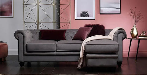 Dark Grey Sofa with Jewel Tones