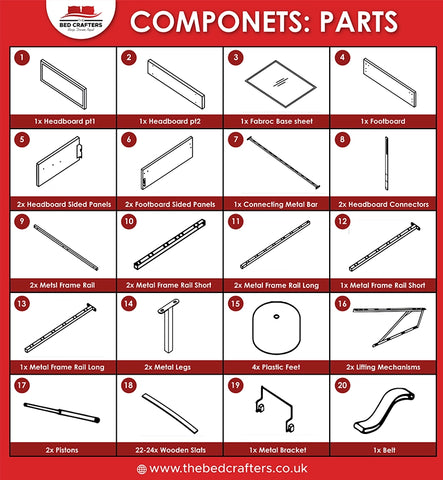 Parts need to assemble ottoman bed