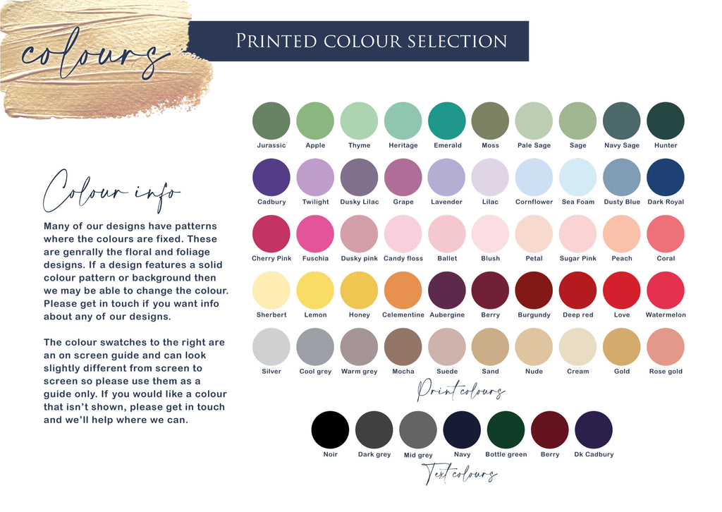 Bruski & Bunns Design Guide - Print colour swatches