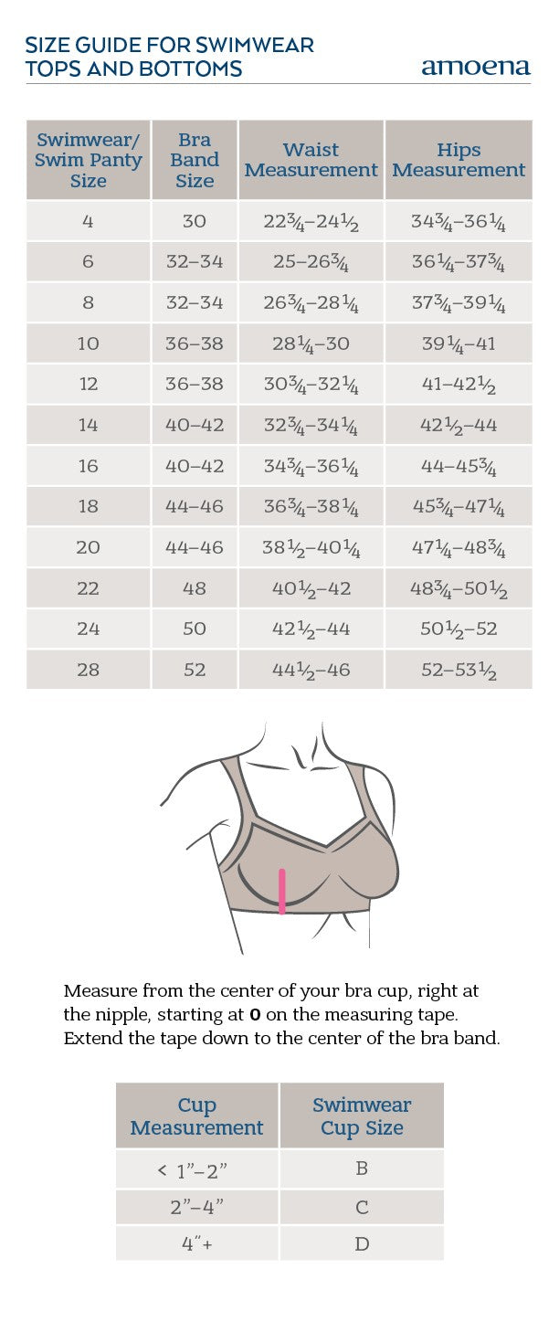 Amoena Swimwear Size Chart