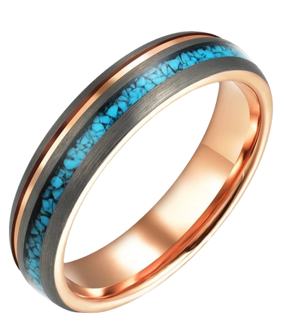 Turquoise Rose Tungsten Wedding Band 4MM