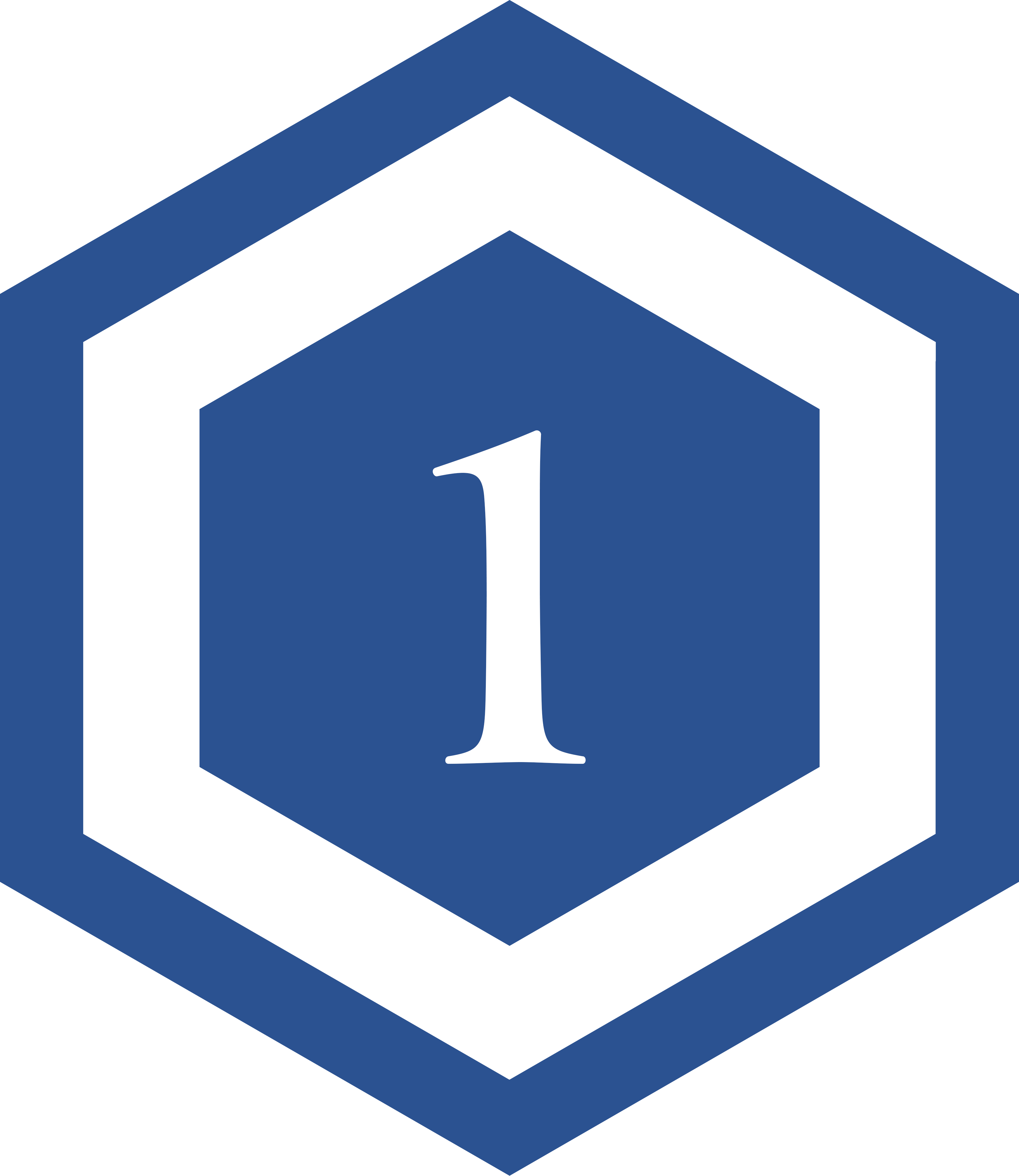 Blue hexagonal logo with a white number one in the center.