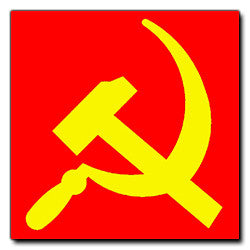 Yellow on Red Hammer and Sickle Sticker – Marxist Books