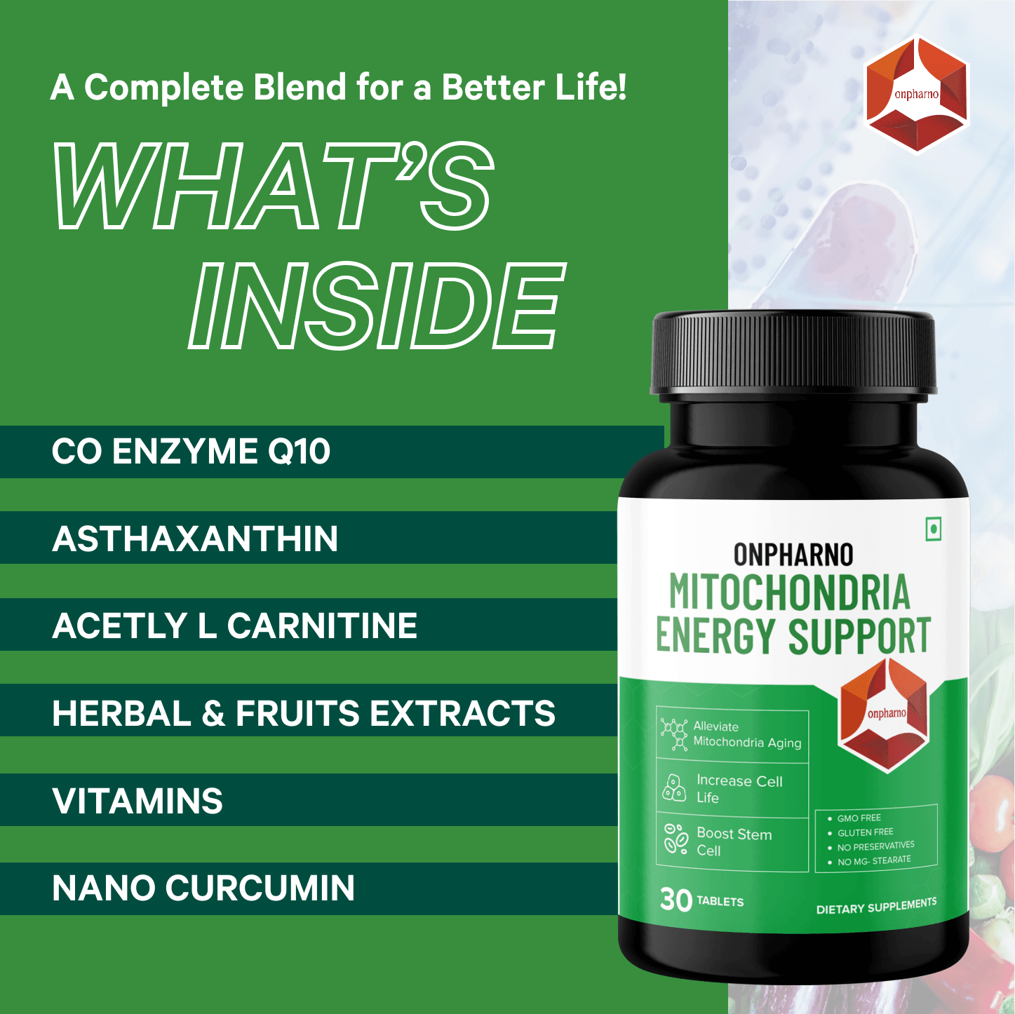 Mitochondria Energy & Brain Support Combo | Boost Memory & Stamina - Onpharno