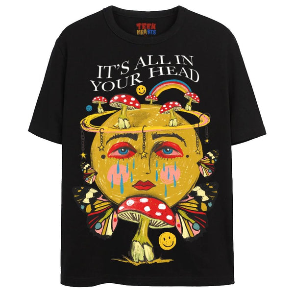 $13 ALL IN YOUR HEAD T-Shirts DTG Small Black 