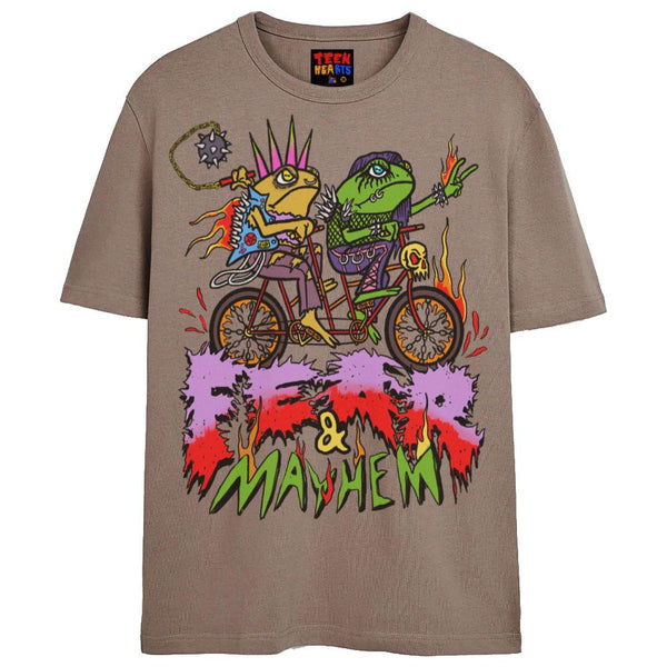 FEAR & MAYHEM T-Shirts DTG Small Tan 