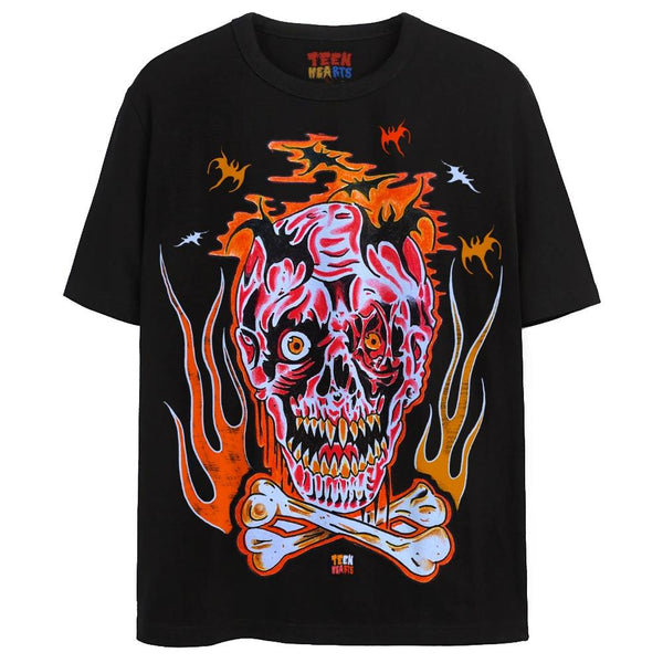 SKULLS + BATS T-Shirts DTG Small Black 2