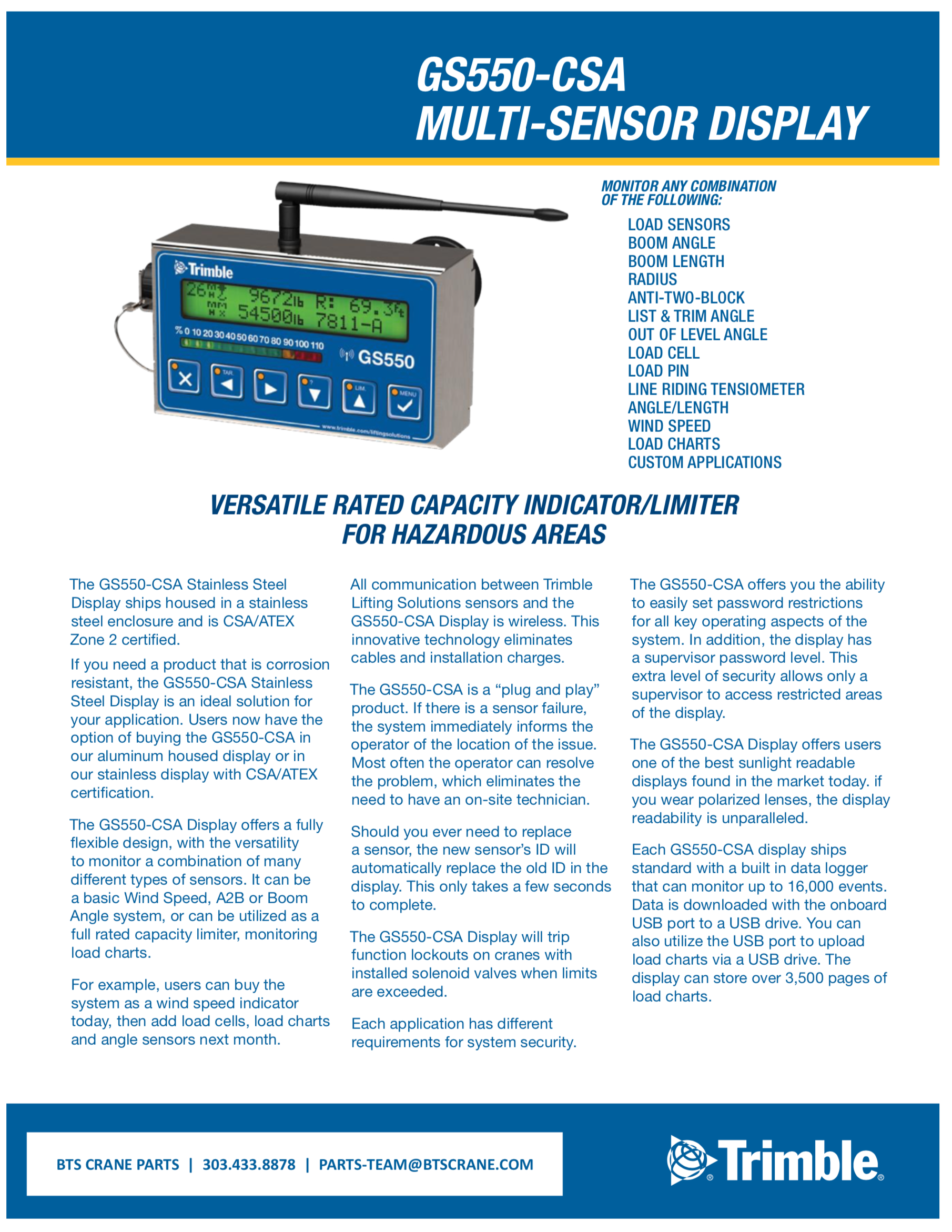 Trimble LSI CSA GS550 Display Brochure