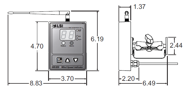 crane wind speed display size trimble gs320 lsi wireless