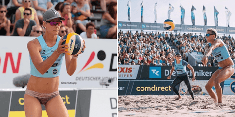Elena Kiesling playing competitive beach volleyball