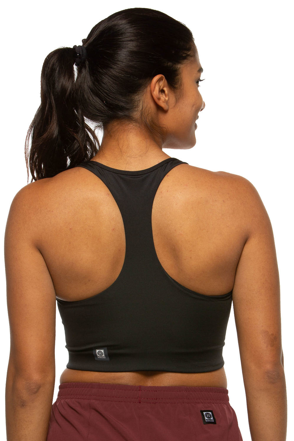 Racerback Sports Bra | Removable Padding | Supportive Ribbed Waistband |  Black | MyWeigh