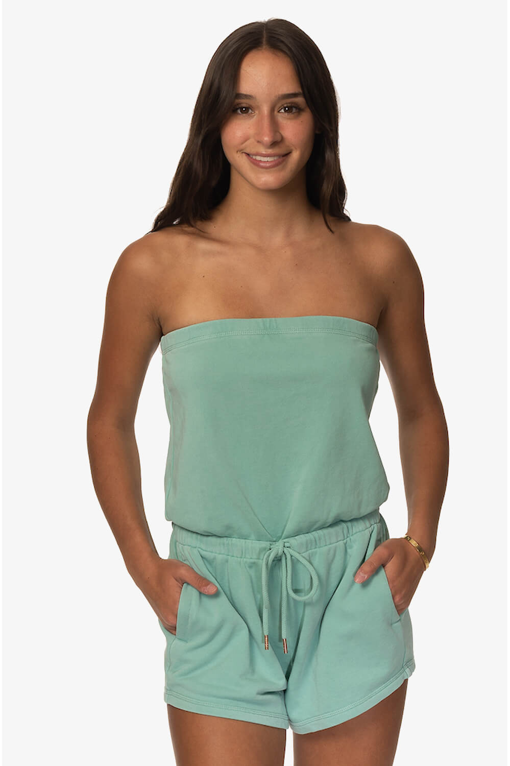 Terry Cloth Romper  Strapless Terry Cloth Romper 