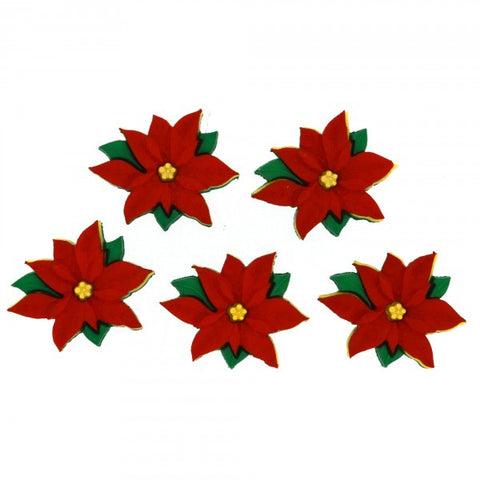 Button #2951 - Red Poinsettias | Blueberry Backroads