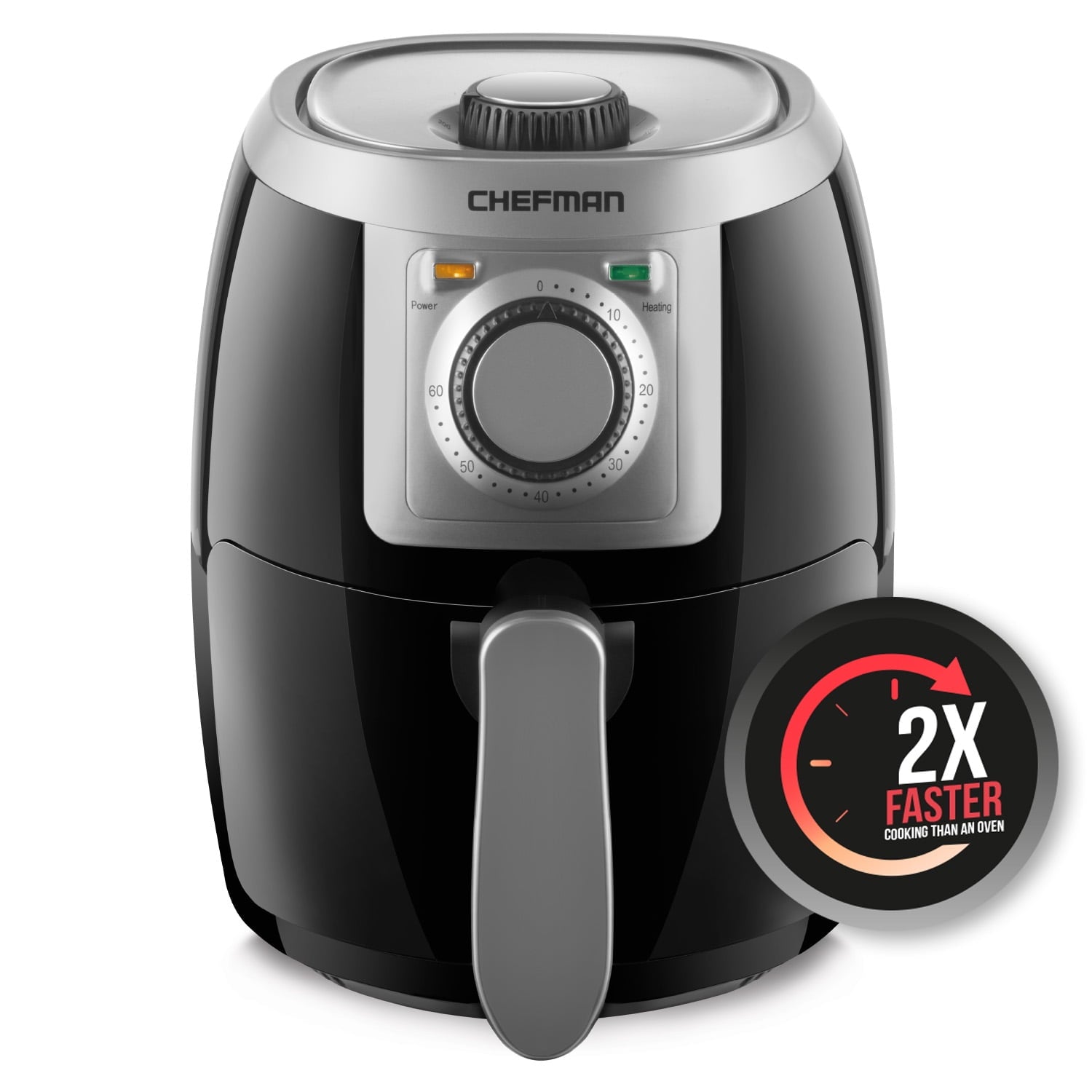 Chefman Turbo-Fry Air Fryer with Adjustable Temp Control, 2 Qt Capacity, Black