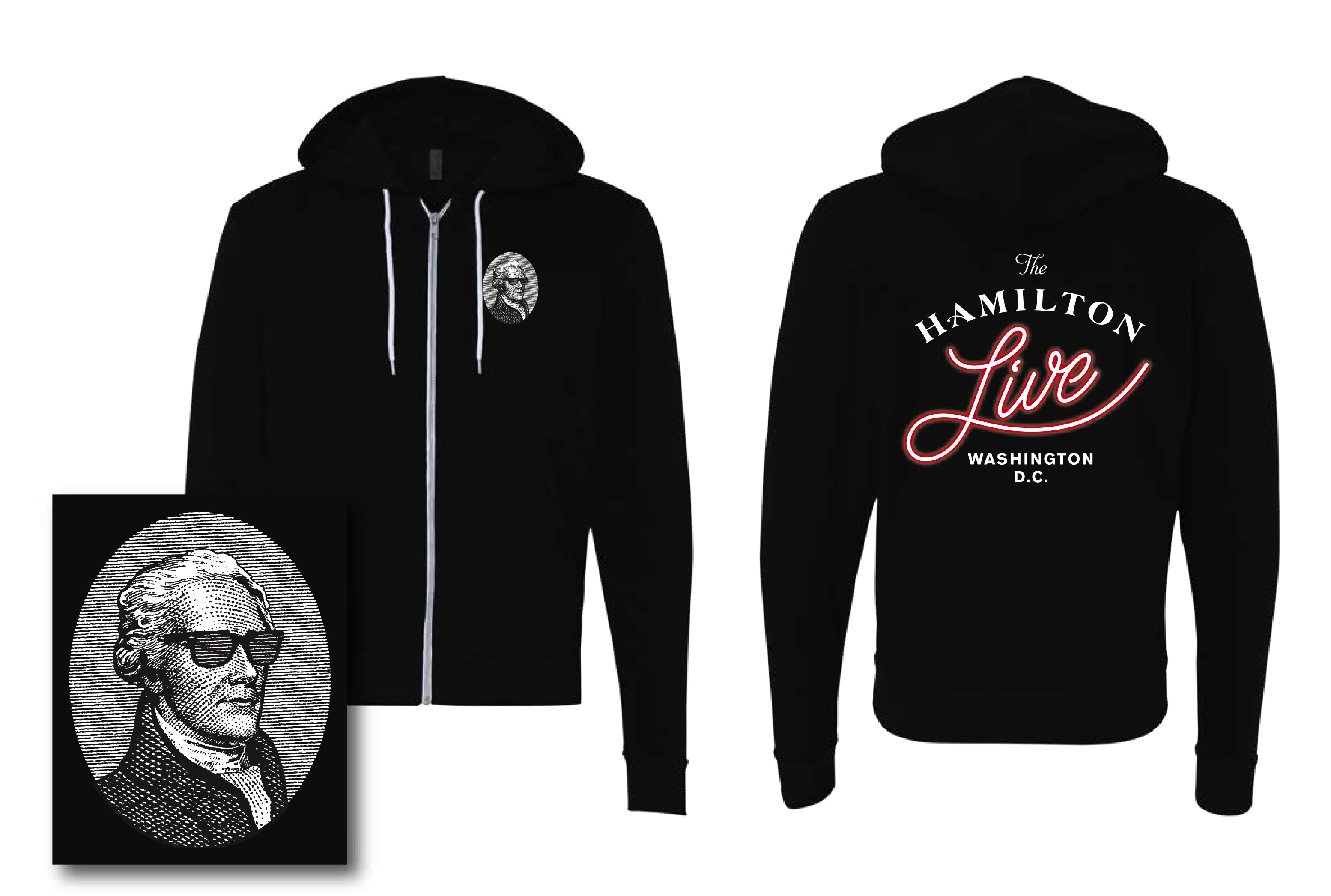The Hamilton Live Zip Up Hoodie Distressed Logo Clyde S Restaurant Group