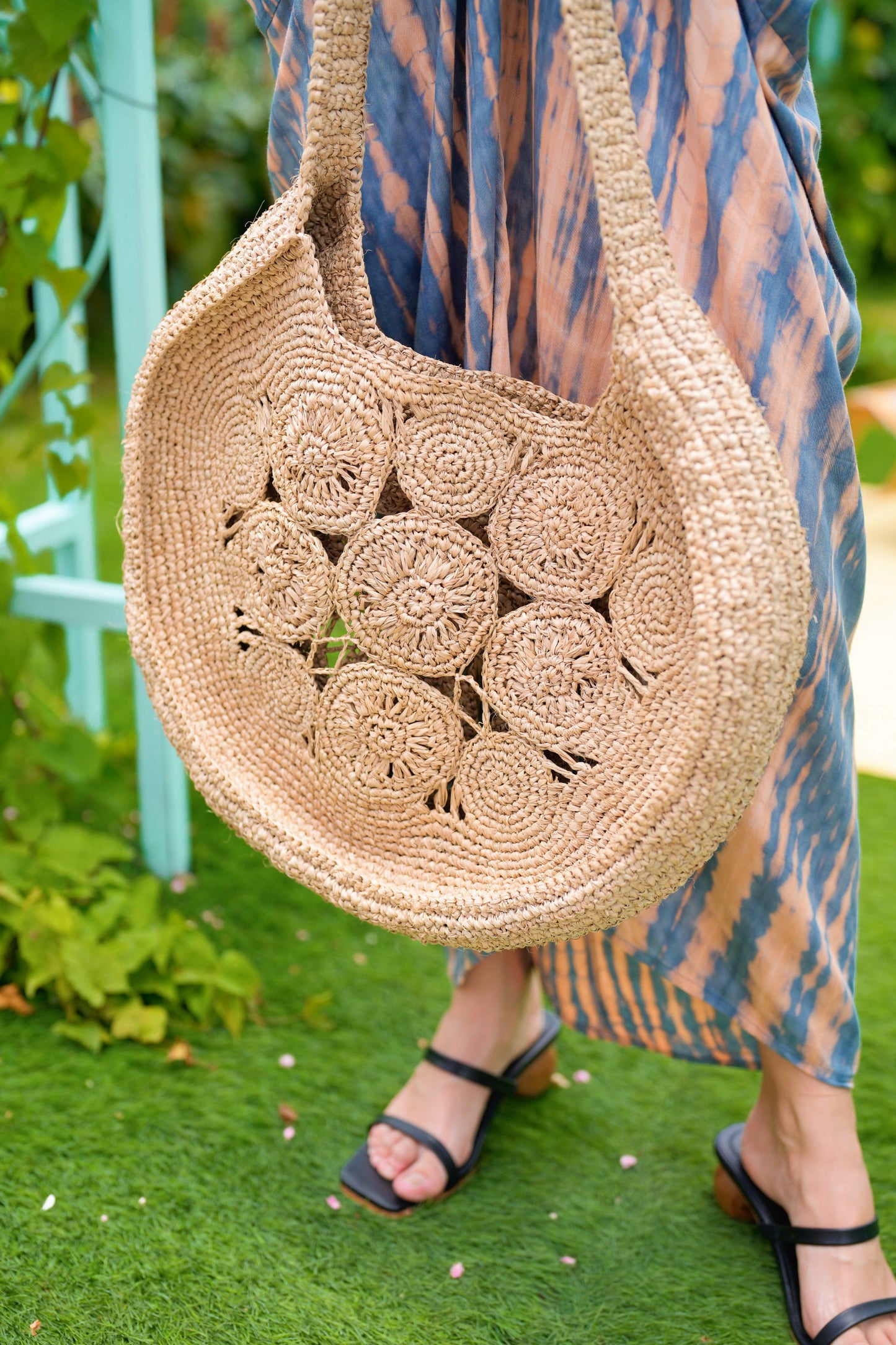 Andrea Handmade Cane Woven and Leather Shopper Tote – Pink Haley