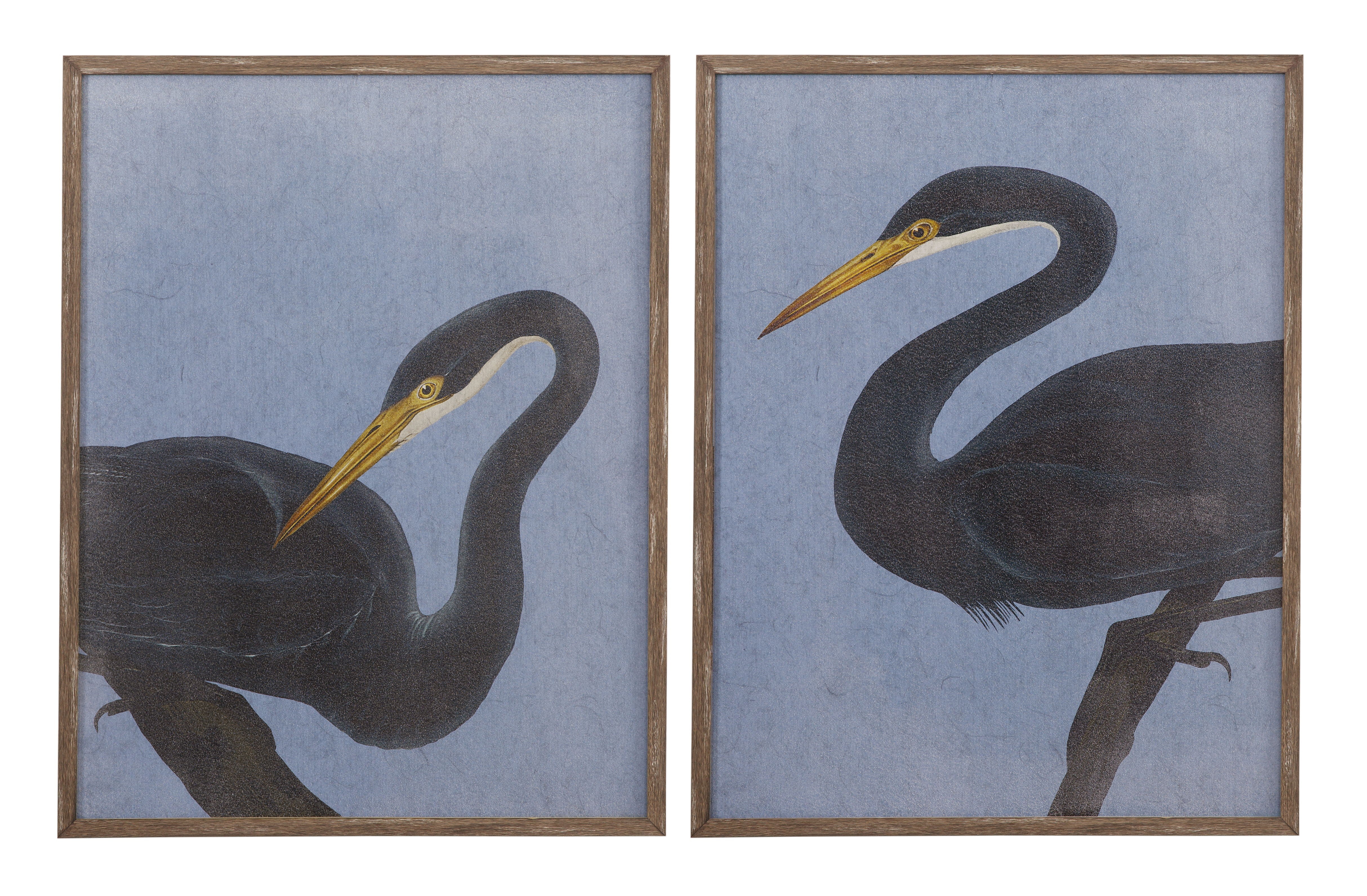 Bayou Heron Framed Print (Set of 2) - Blue