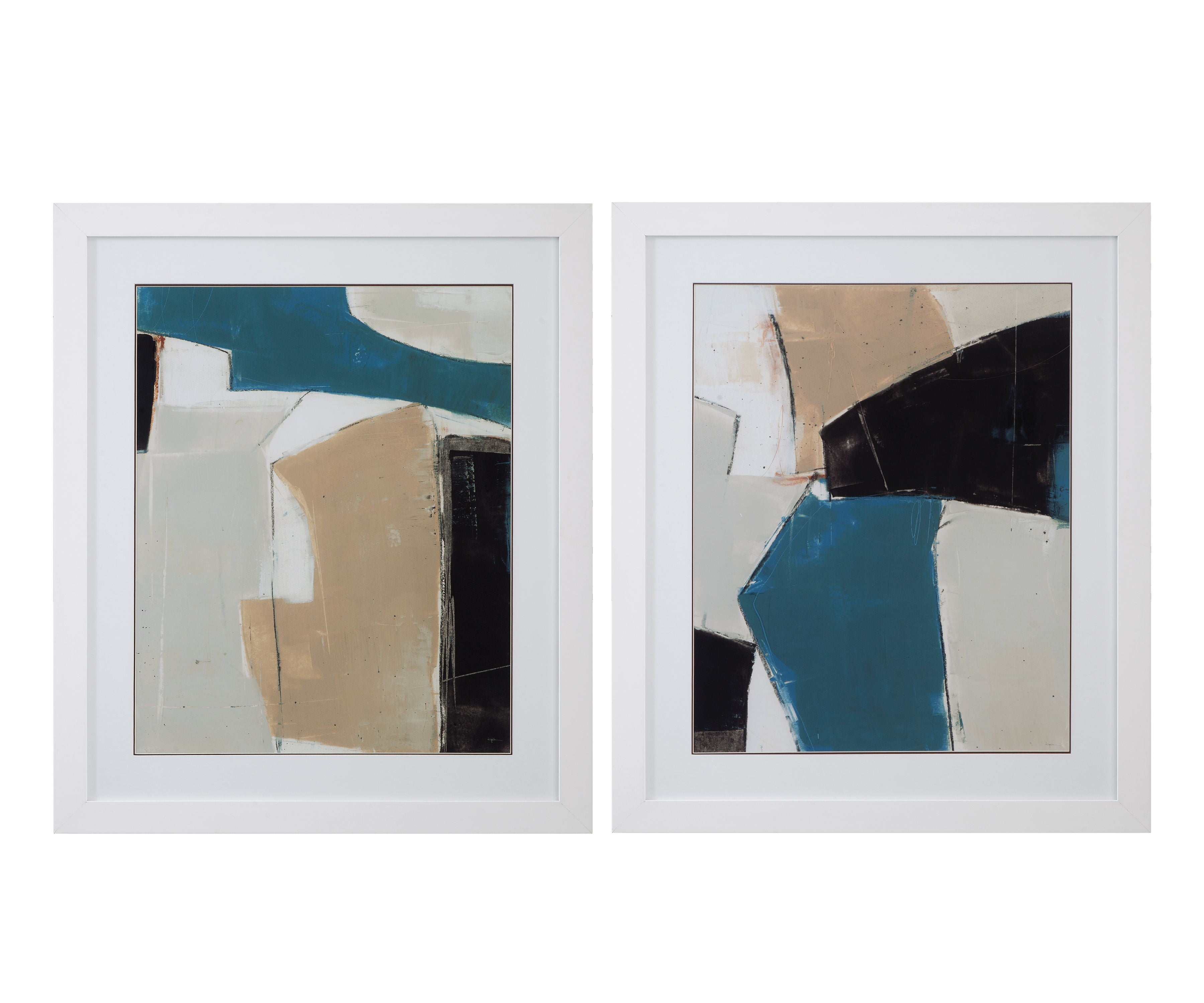 Layers Framed Print (Set of 2) - Blue / Light Brown