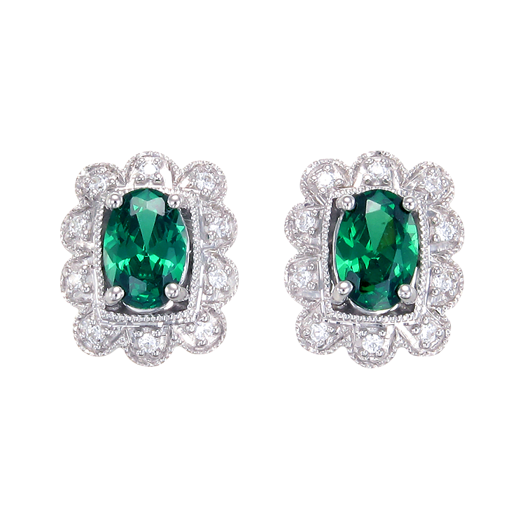 Green Scalloped Filigree Earrings with Halo – Karina Ariana