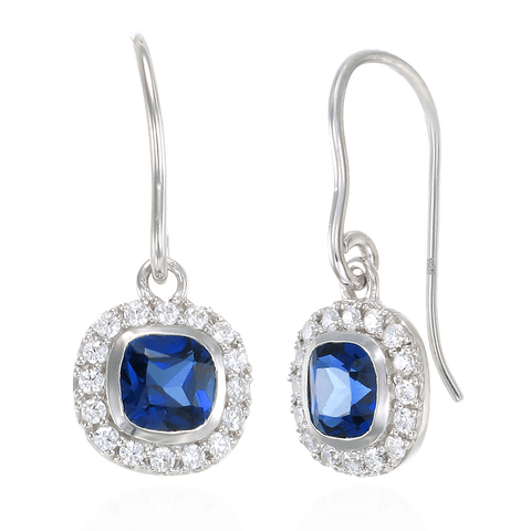 Classic Cushion Cut Blue Sapphire Earrings – Karina Ariana