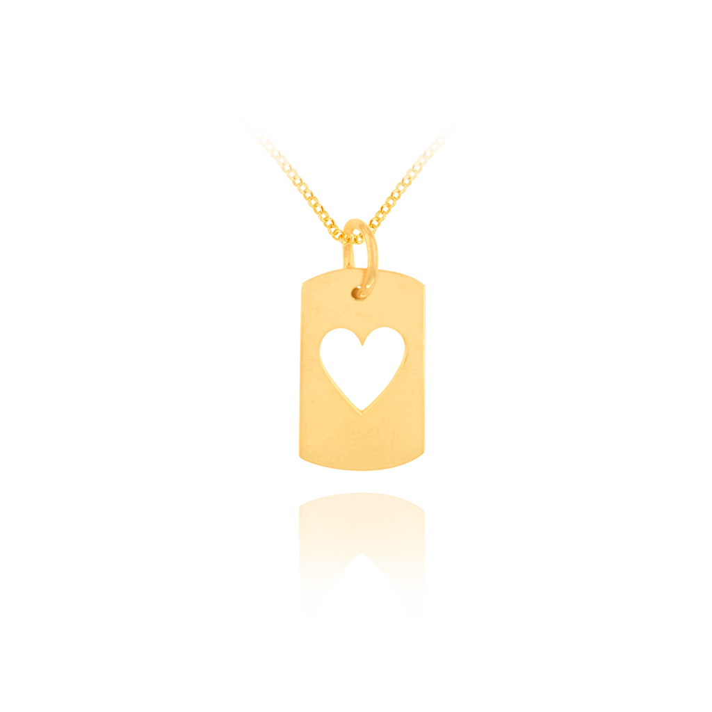 dog tag with heart cut out