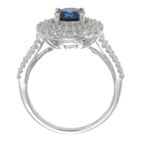 Blue Sapphire Double Halo Ring – Karina Ariana