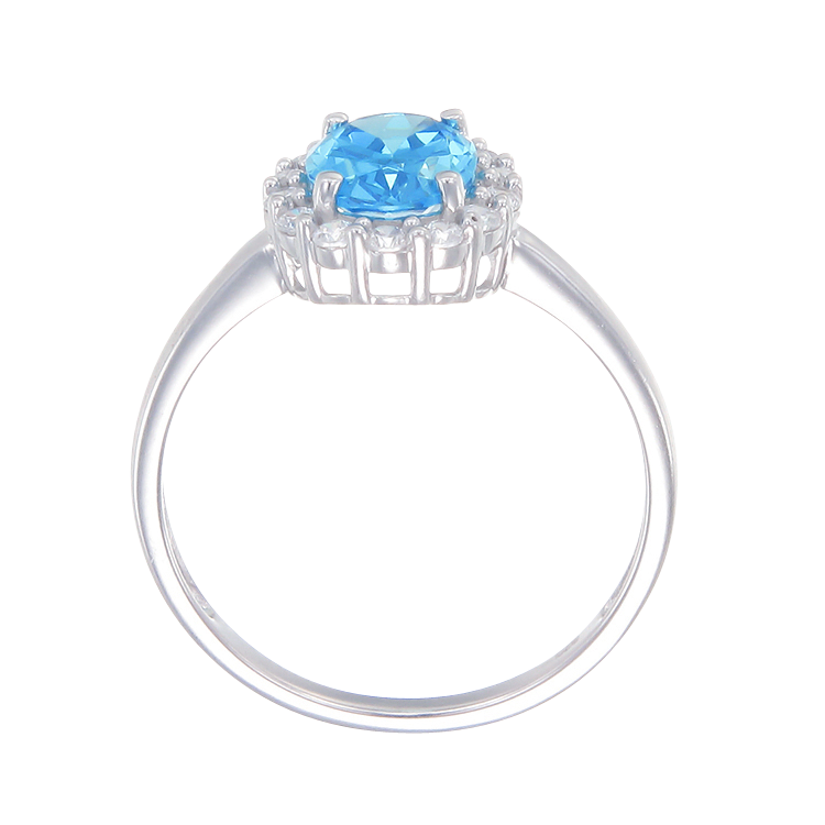 Delicate Sparkling Blue Ring with Halo – Karina Ariana