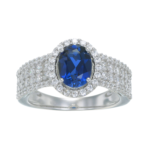 Oval and Pave Ring with Blue Sapphire – Karina Ariana
