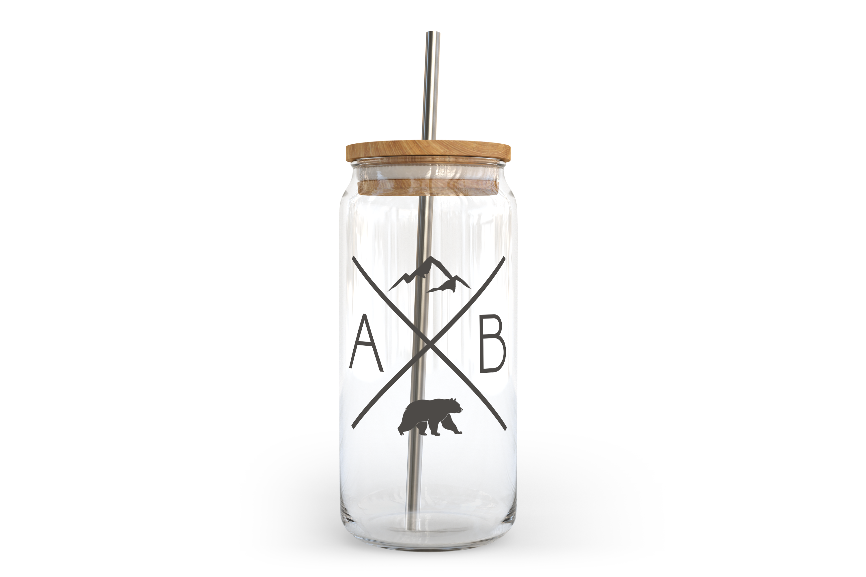 image for AB X Glass Can with Bamboo Lid | Alberta Glass Can