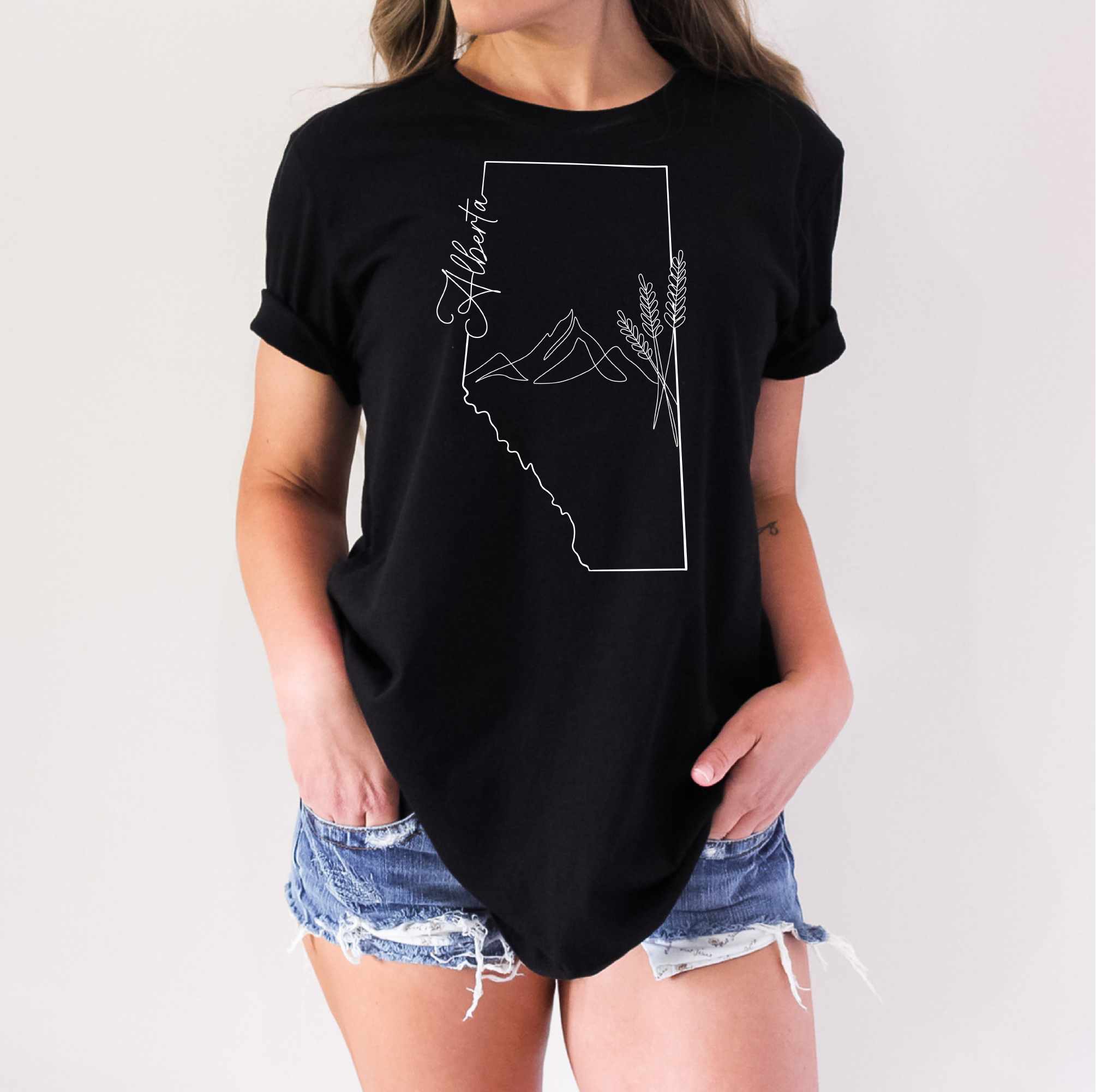 image for Alberta Line Art Unisex T-shirt | Alberta Apparel