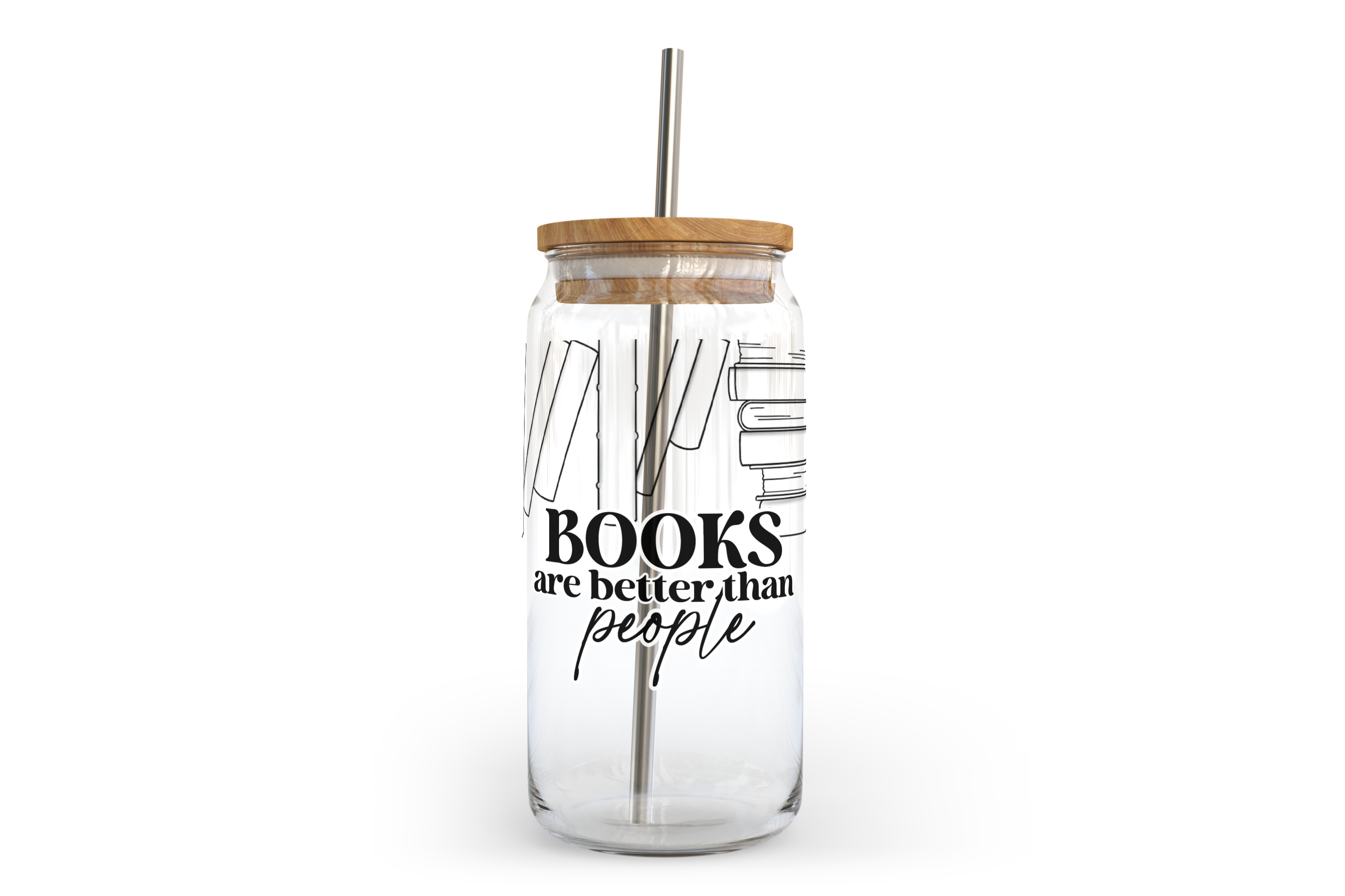 image for Books Are Better Than People Glass Can with Bamboo Lid