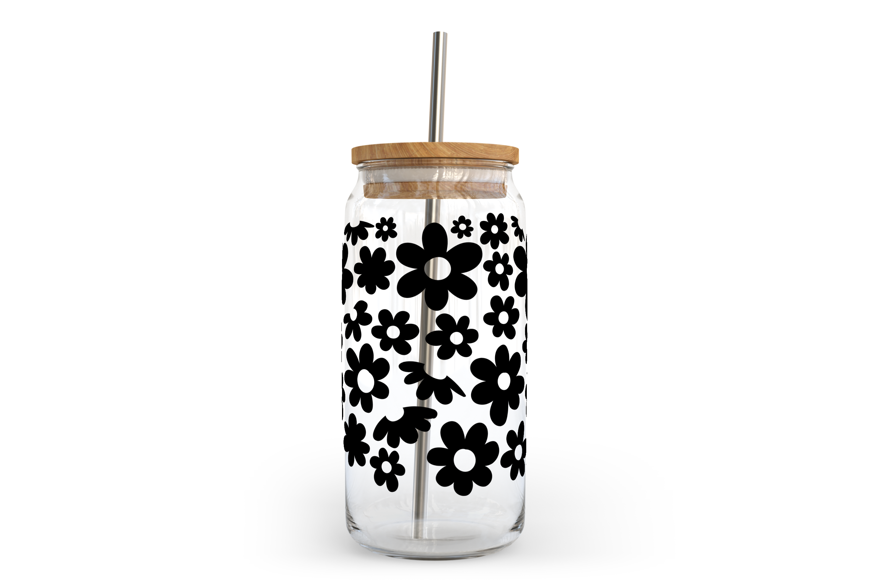 image for Daisys Glass Can with Bamboo Lid