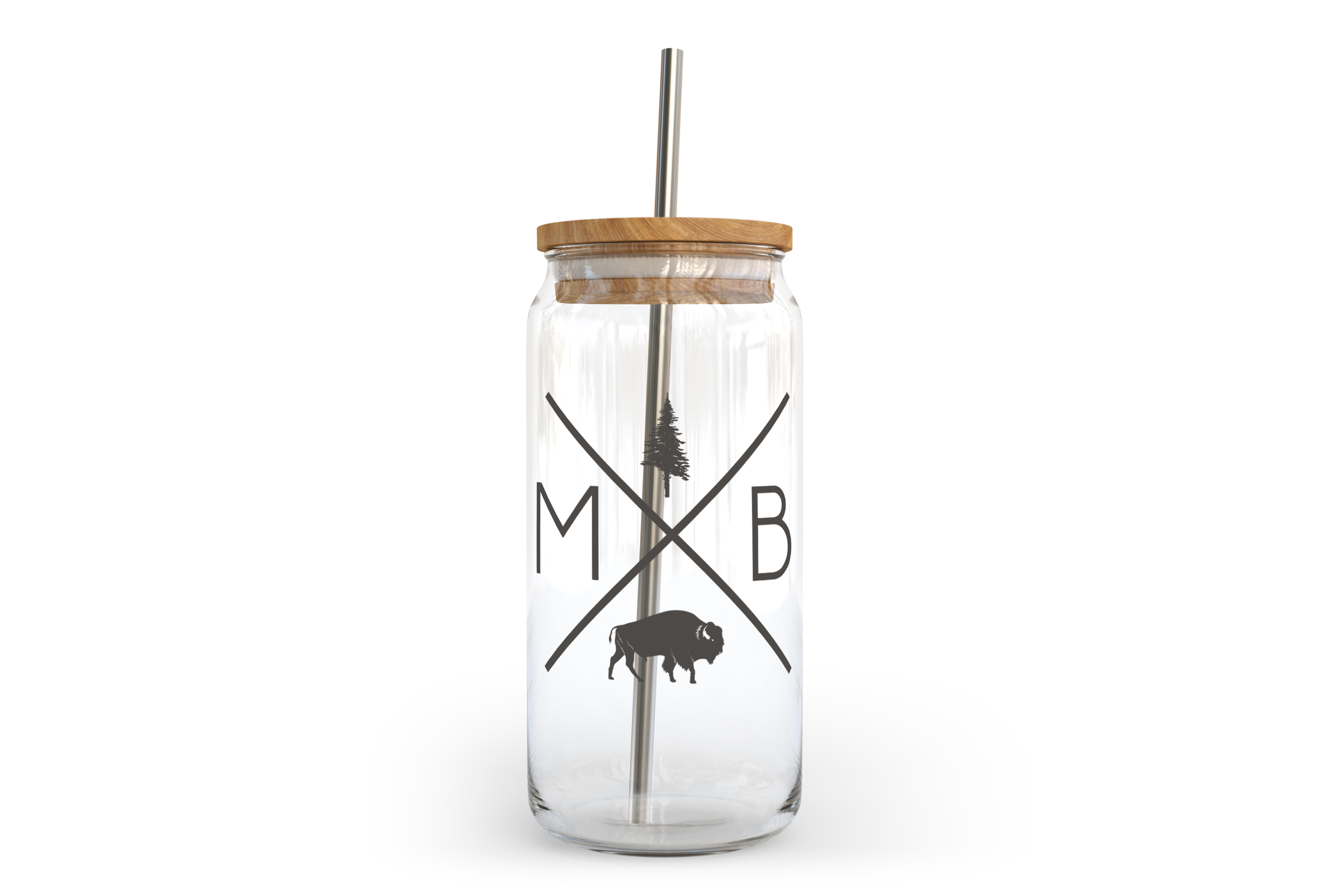 image for MB X Glass Can with Bamboo Lid | Manitoba Glass Can