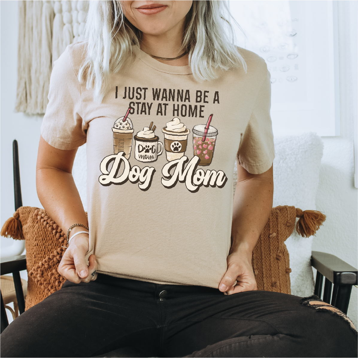 image for Stay At Home Dog Mom Unisex T-shirt | Dog Apparel