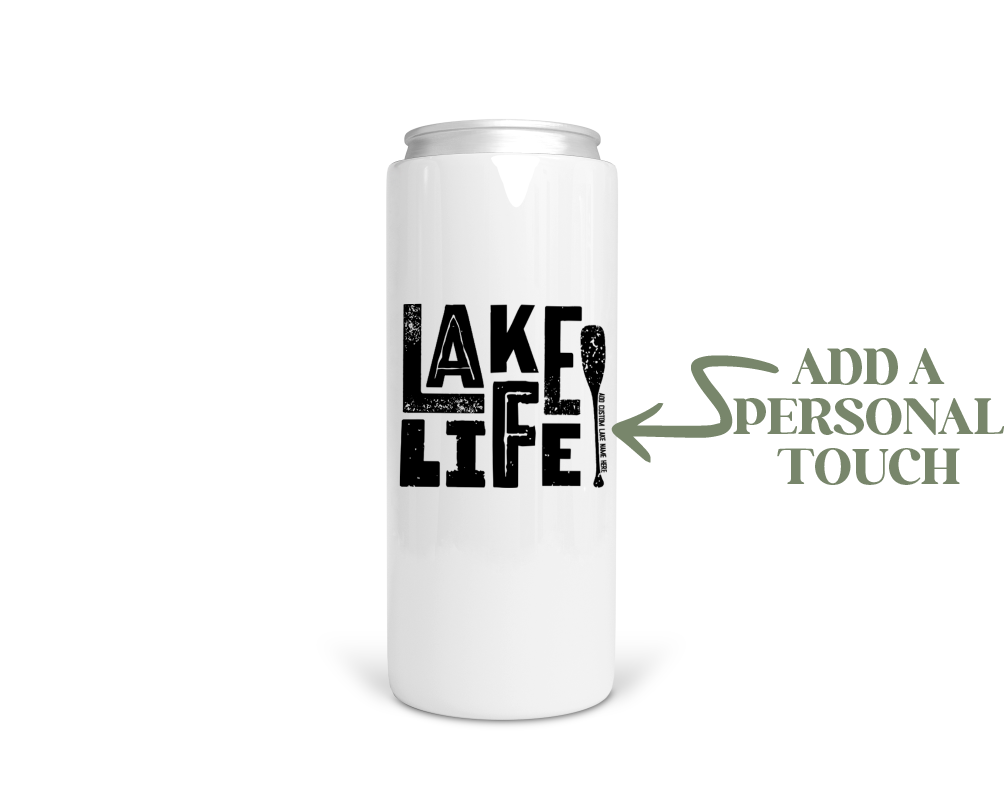 image for Lake Life Oar Personalized Stainless Steel Koozie  | Can Cooler | Summer Koozie
