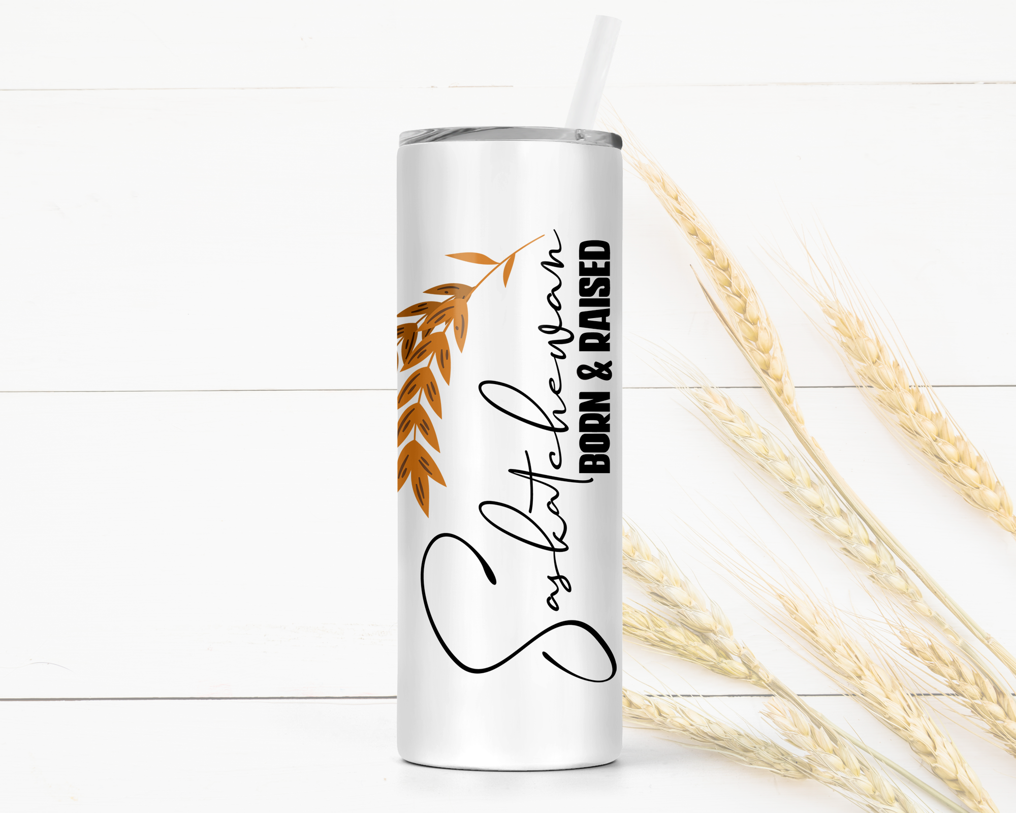 image for Saskatchewan Born & Raised Skinny Tumbler