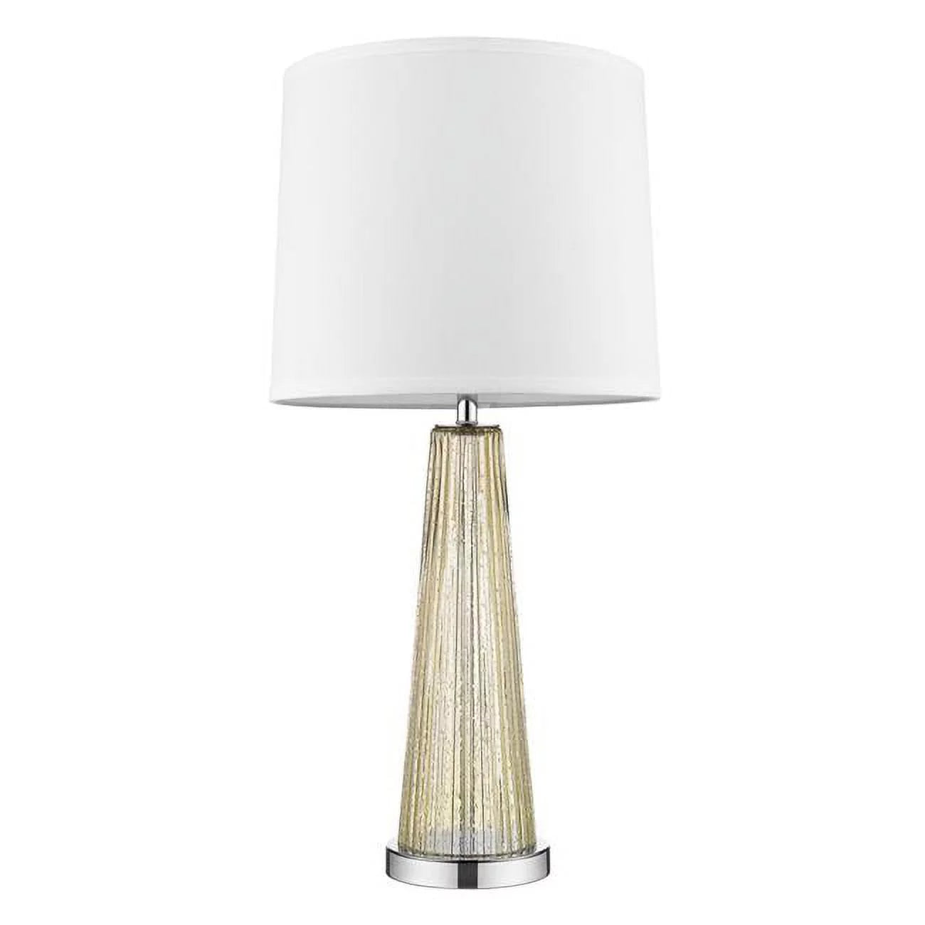 29 x 14 x 14 in. Chiara 1-Light Champagne Glass & Polished Chrome Table Lamp with Off White Shantung Shade