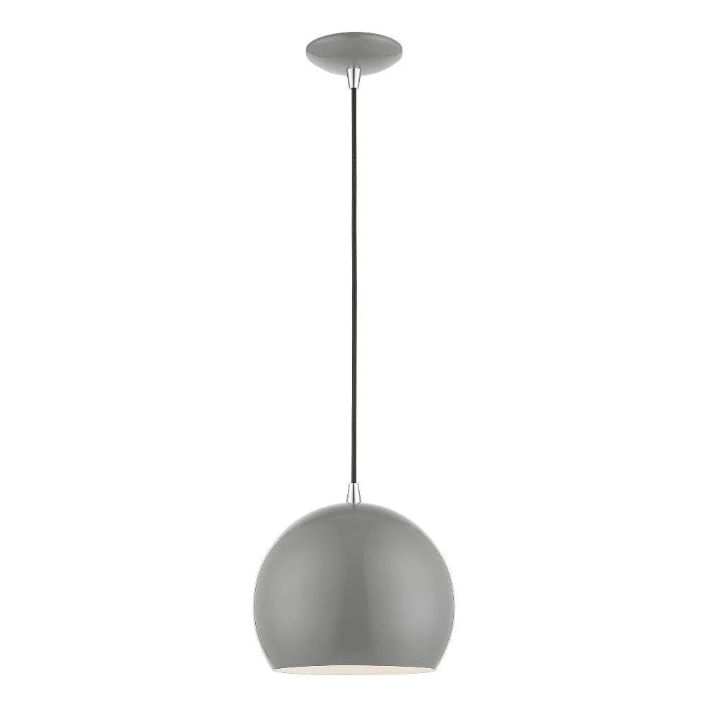 1 Light Globe Pendant in Industrial Style-15 inches Tall and 10 inches Wide-Shiny Light Gray/Polished Chrome Finish Bailey Street Home 218-Bel-5056636