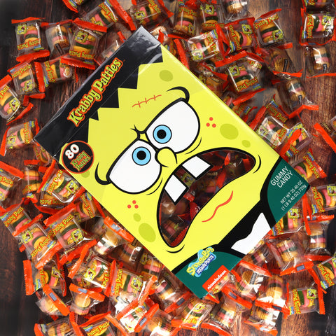 Spongebob squarepants frankenstein box in pile of krabby patties