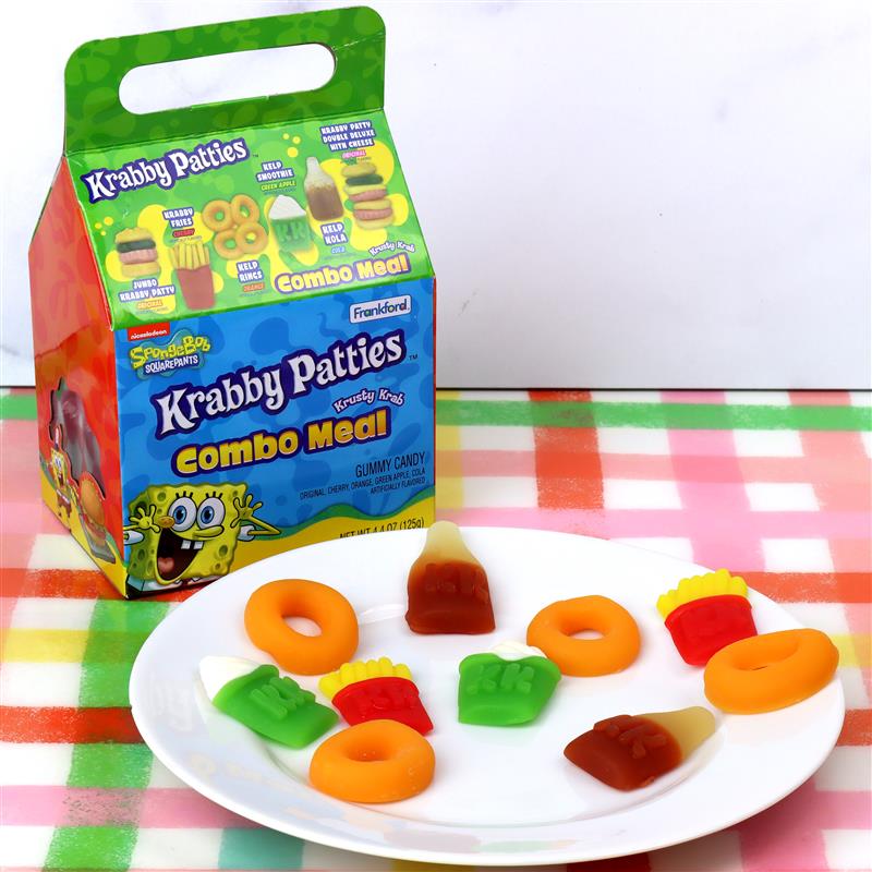 Krusty krab combo meal box with plate of gummies